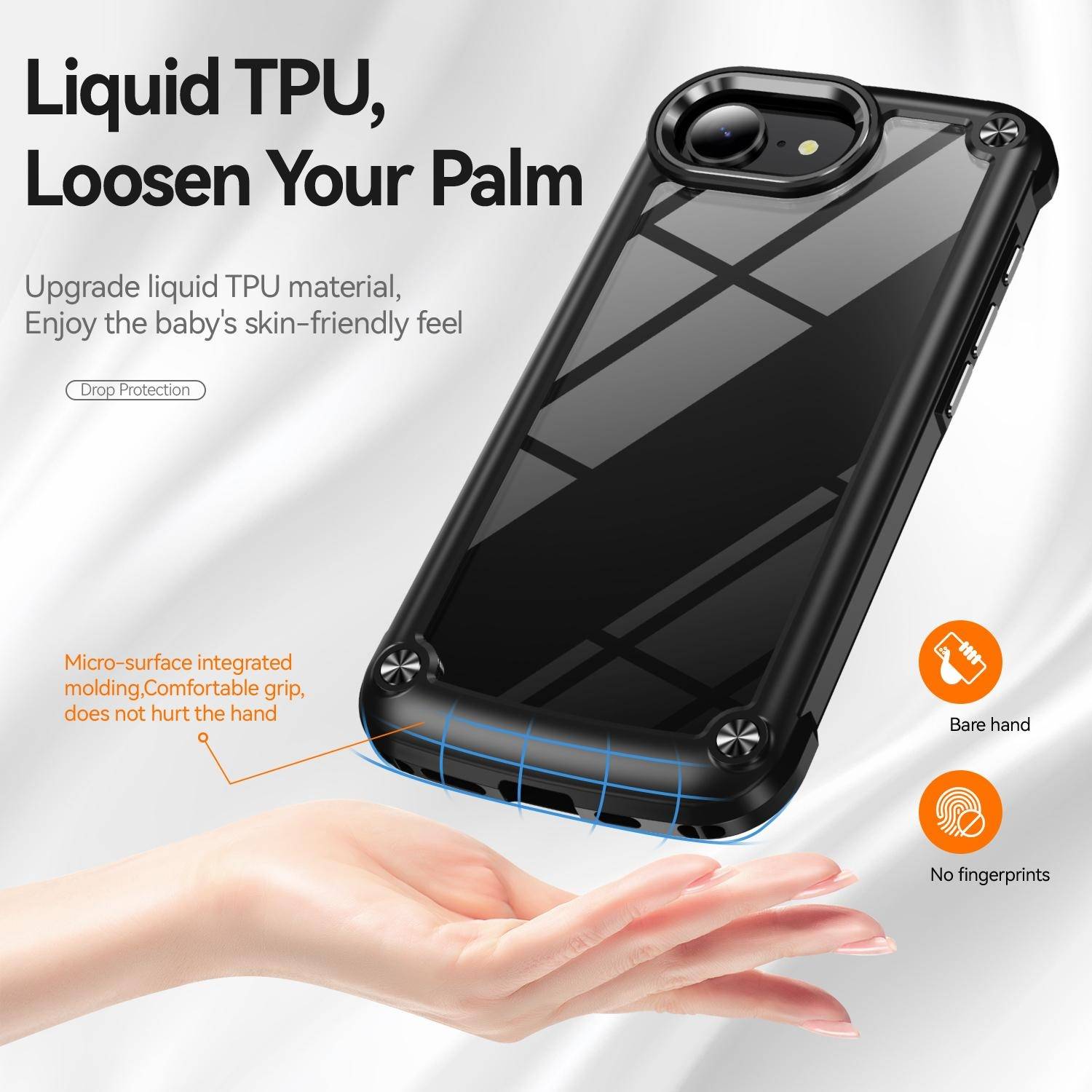 Für Apple iPhone 16e TPU + PC Hybrid Schock Hülle mit Linsenschutz Case Schwarz
