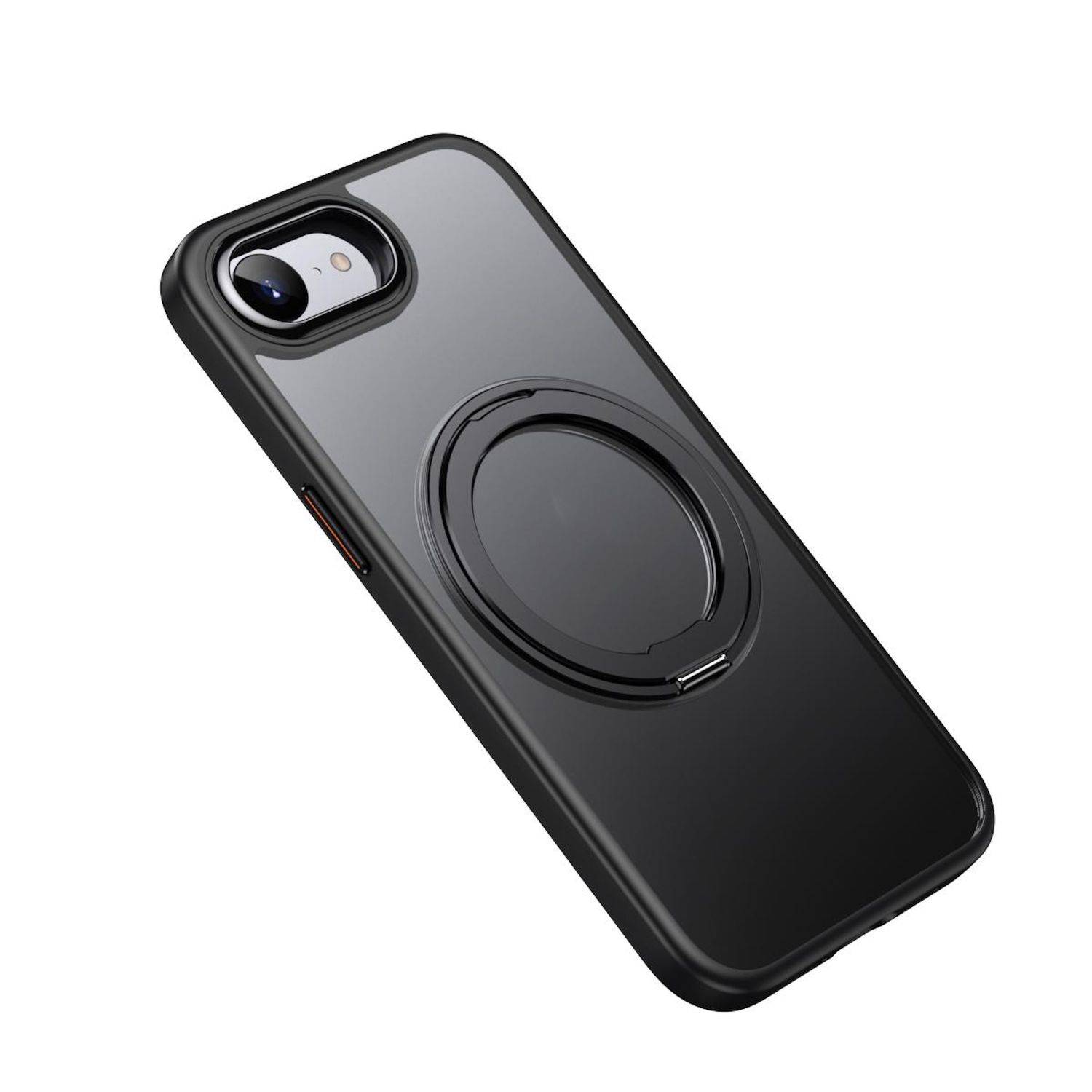 Für Apple iPhone 16e Frosted 360 Grad Ring MagSafe TPU + PC Schutz Hülle Schwarz