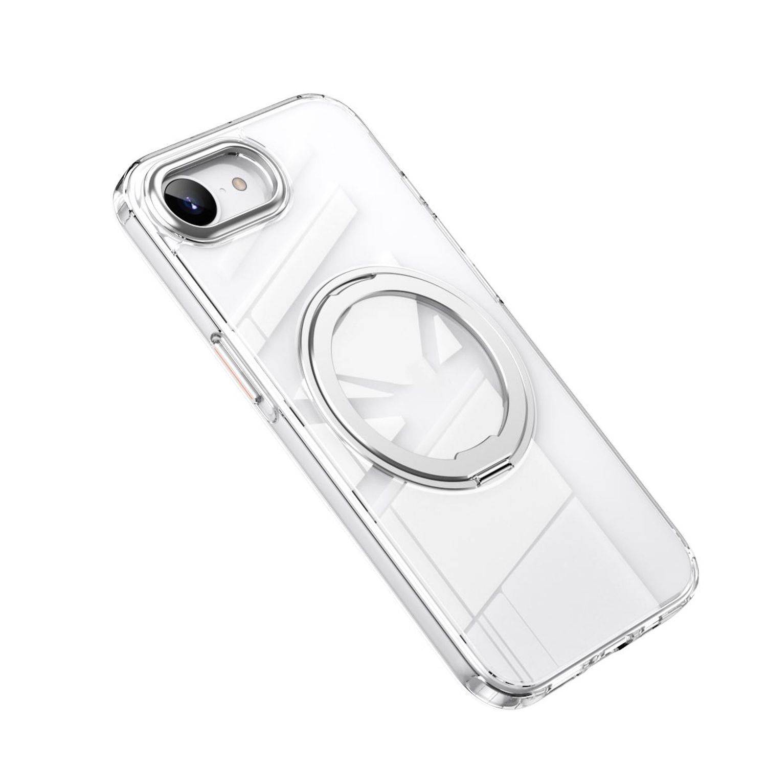 Für Apple iPhone 16e Frosted 360 Grad Ring MagSafe TPU + PC Schutz Hülle Silber