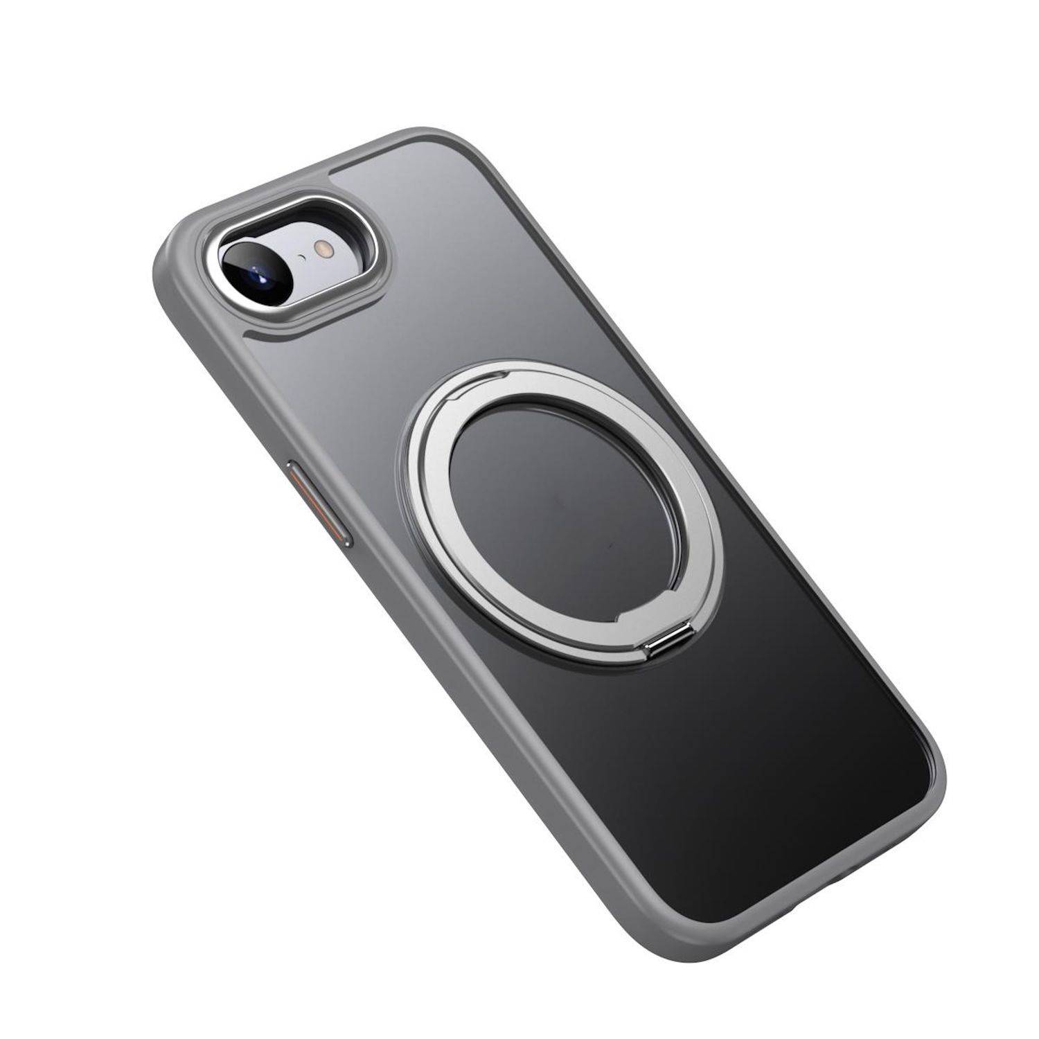 Für Apple iPhone 16e Frosted 360 Grad Ring MagSafe TPU + PC Schutz Hülle Grau