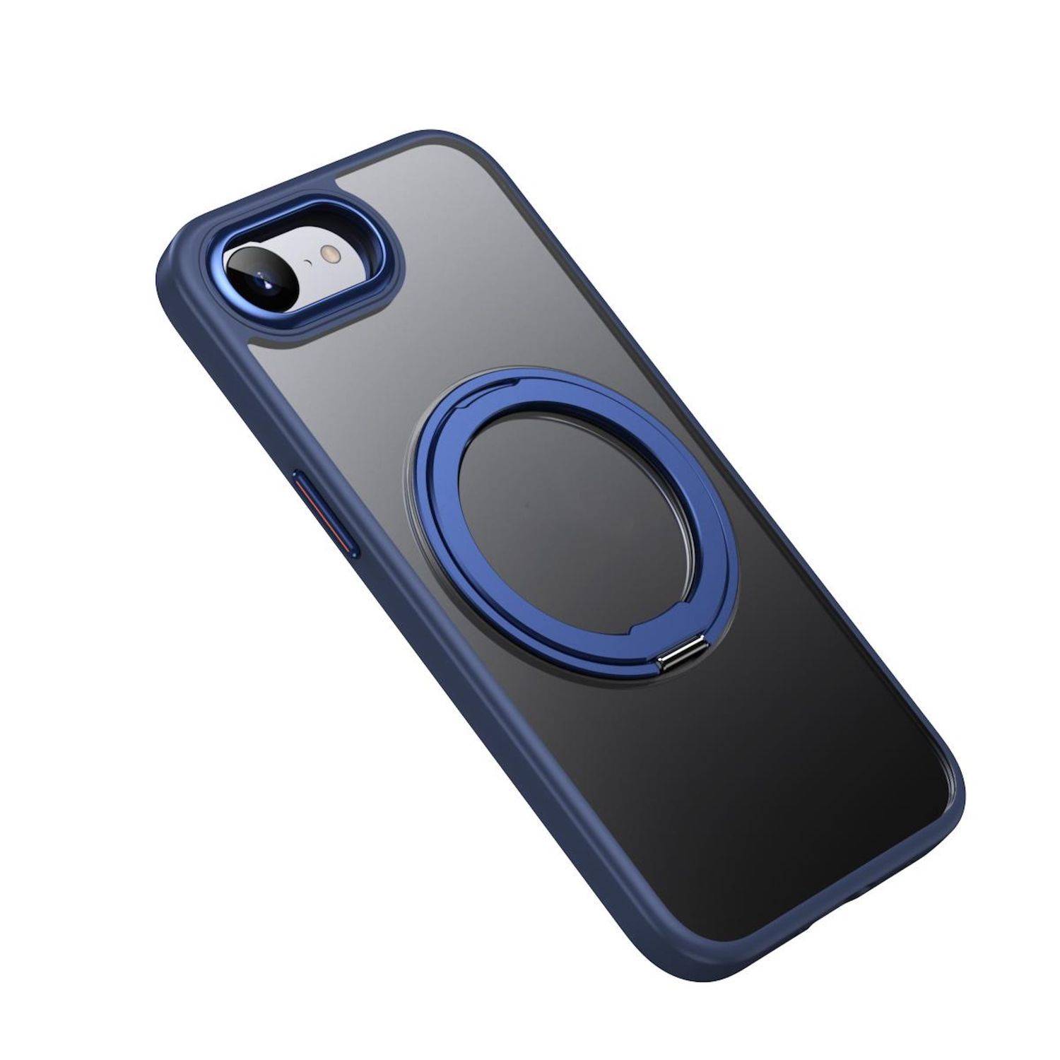 Für Apple iPhone 16e Frosted 360 Grad Ring MagSafe TPU + PC Schutz Hülle Blau