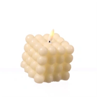 LED Kerze Bubble Würfel Cube Kerze Echtwachs 3D Flamme H: 9,5cm Timer creme LED Kerze Bubble Würfel Cube Kerze Echtwachs 3D Flamme H: 9,5cm Timer creme