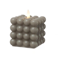 LED Kerze Bubble Würfel Cube Kerze Echtwachs 3D Flamme H: 9,5cm Timer grau LED Kerze Bubble Würfel Cube Kerze Echtwachs 3D Flamme H: 9,5cm Timer grau
