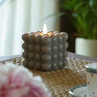 LED Kerze Bubble Würfel Cube Kerze Echtwachs 3D Flamme H: 9,5cm Timer grau LED Kerze Bubble Würfel Cube Kerze Echtwachs 3D Flamme H: 9,5cm Timer grau