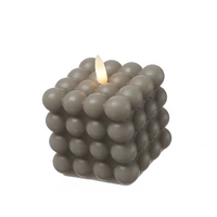 LED Kerze Bubble Würfel Cube Kerze Echtwachs 3D Flamme H: 9,5cm Timer grau LED Kerze Bubble Würfel Cube Kerze Echtwachs 3D Flamme H: 9,5cm Timer grau