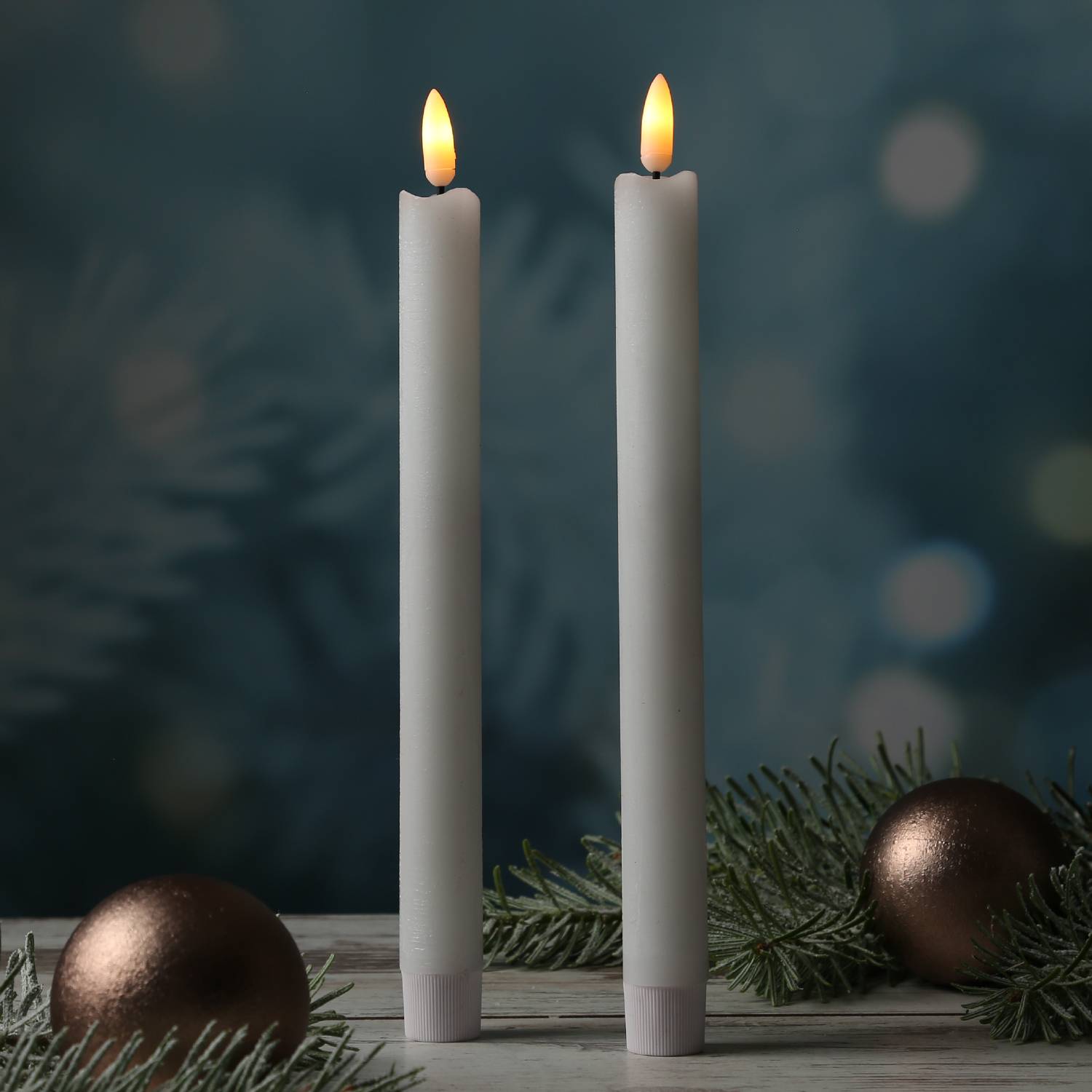 LED Stabkerzen Tafelkerzen Spitzkerzen Echtwachs Rustik Optik H: 25cm weiß 2St
