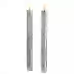 LED Stabkerzen Tafelkerzen Spitzkerzen Echtwachs Rustik Optik H: 25cm silber 2St LED Stabkerzen Tafelkerzen Spitzkerzen Echtwachs Rustik Optik H: 25cm silber 2St