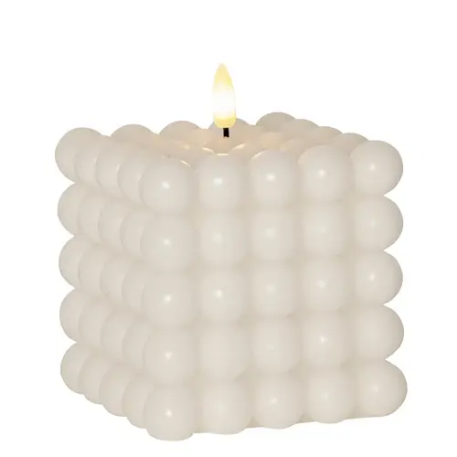 LED Kerze Bubble Würfel Cube Kerze Echtwachs 3D Flamme H: 12,5cm Timer weiß LED Kerze Bubble Würfel Cube Kerze Echtwachs 3D Flamme H: 12,5cm Timer weiß