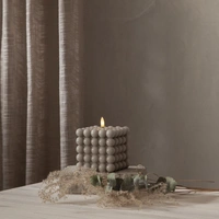 LED Kerze Bubble Würfel Cube Kerze Echtwachs 3D Flamme H: 12,5cm Timer grau LED Kerze Bubble Würfel Cube Kerze Echtwachs 3D Flamme H: 12,5cm Timer grau