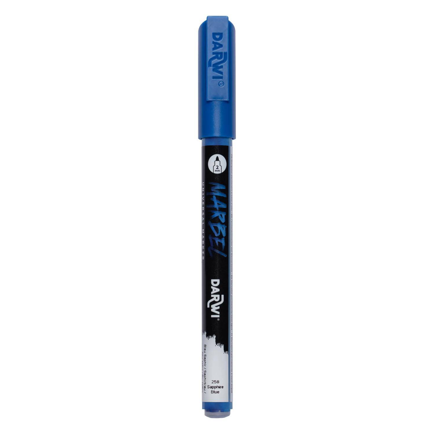 Darwi 6x Marker Acrylfarbe, konische feine Spitze 2mm Saphirblau DA0223002258C