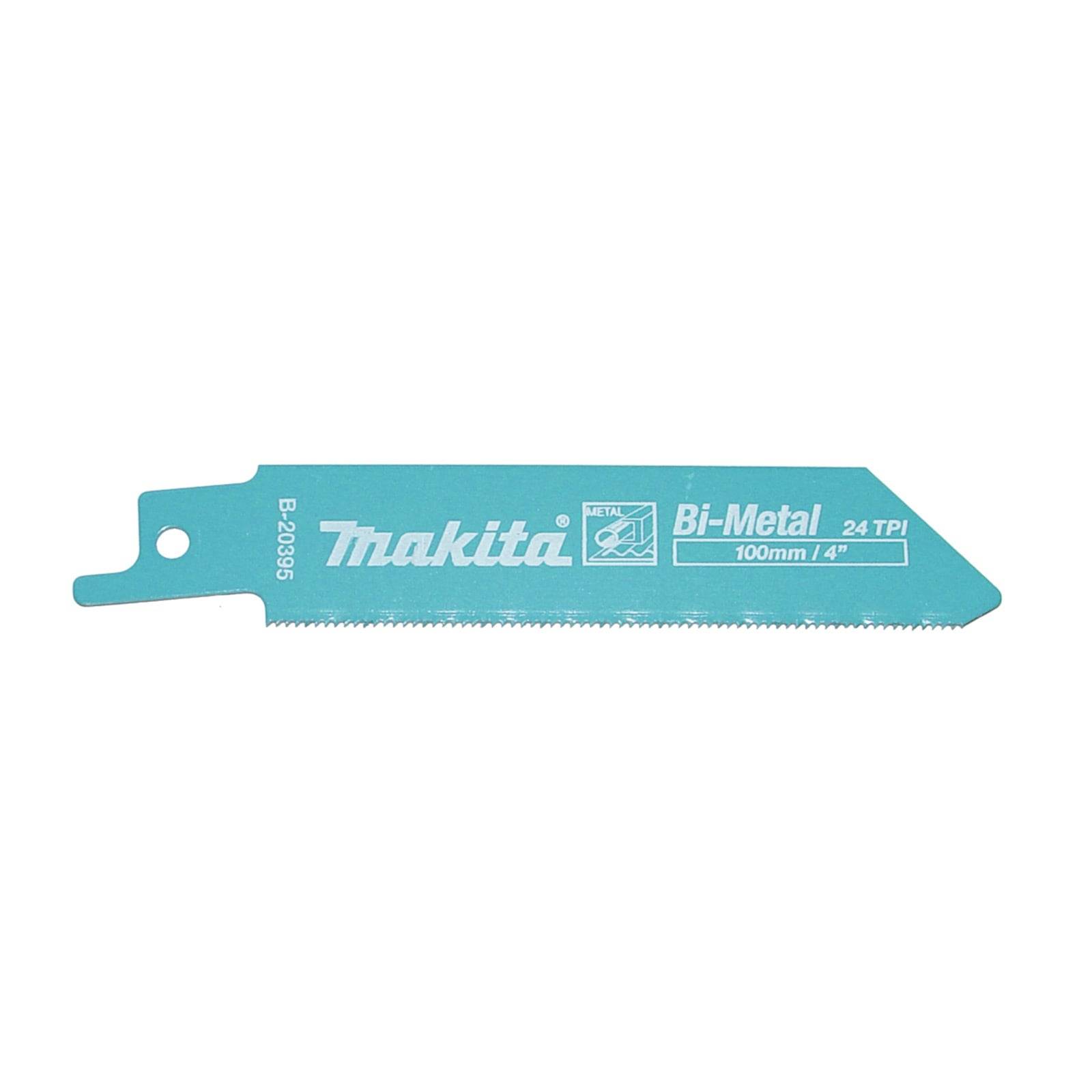 Eine blaue Makita Bi-Metall-Sägeblatt mit '24 TPI' und '100mm / 4