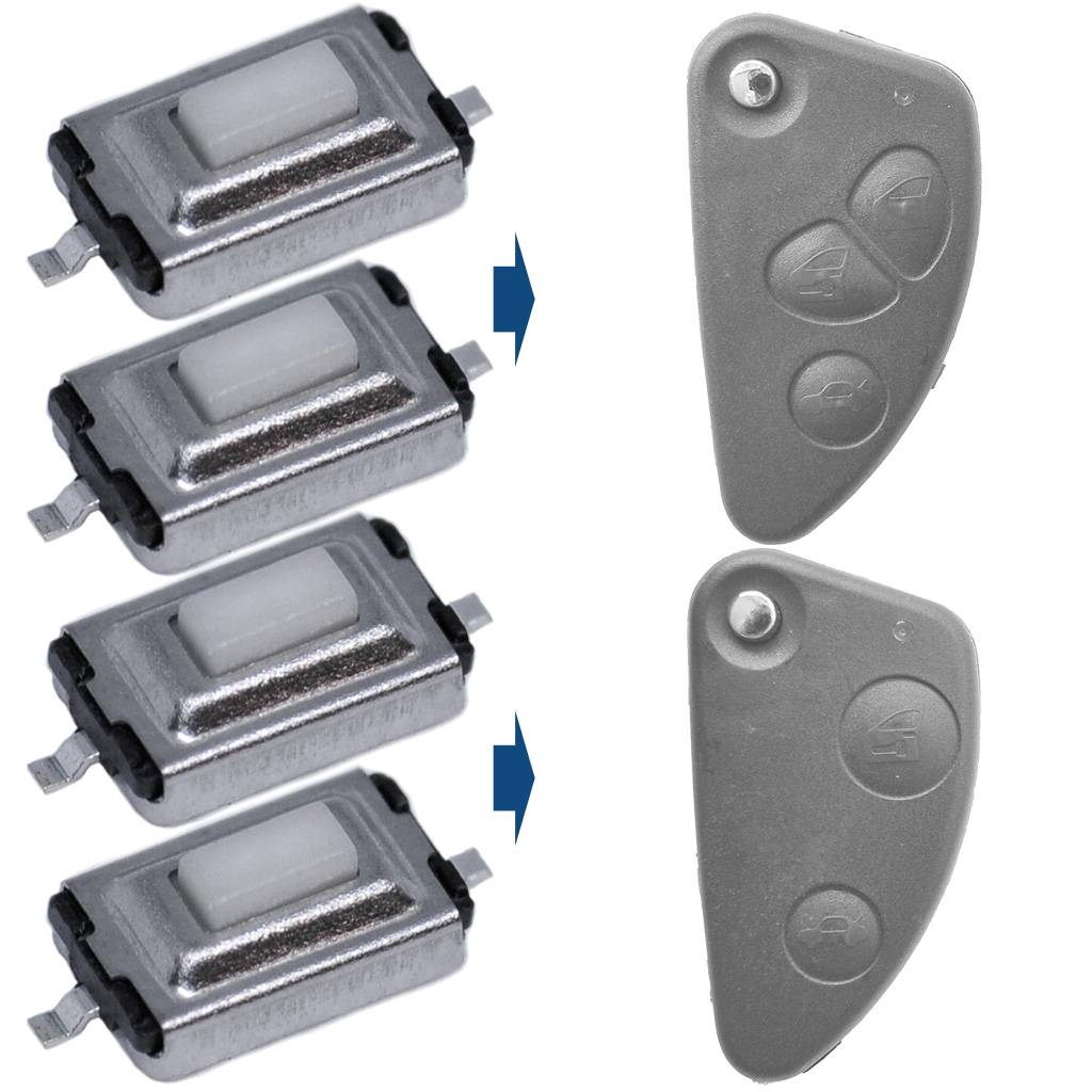 4X Mikrotaster 2 polig 3 x 6 x 2.5 mm kompatibel mit Mercedes, Alfa Romeo, BMW, Citroen, FIAT, Land Rover, Lexus, Mini, Nissan, Peugeot, Smart