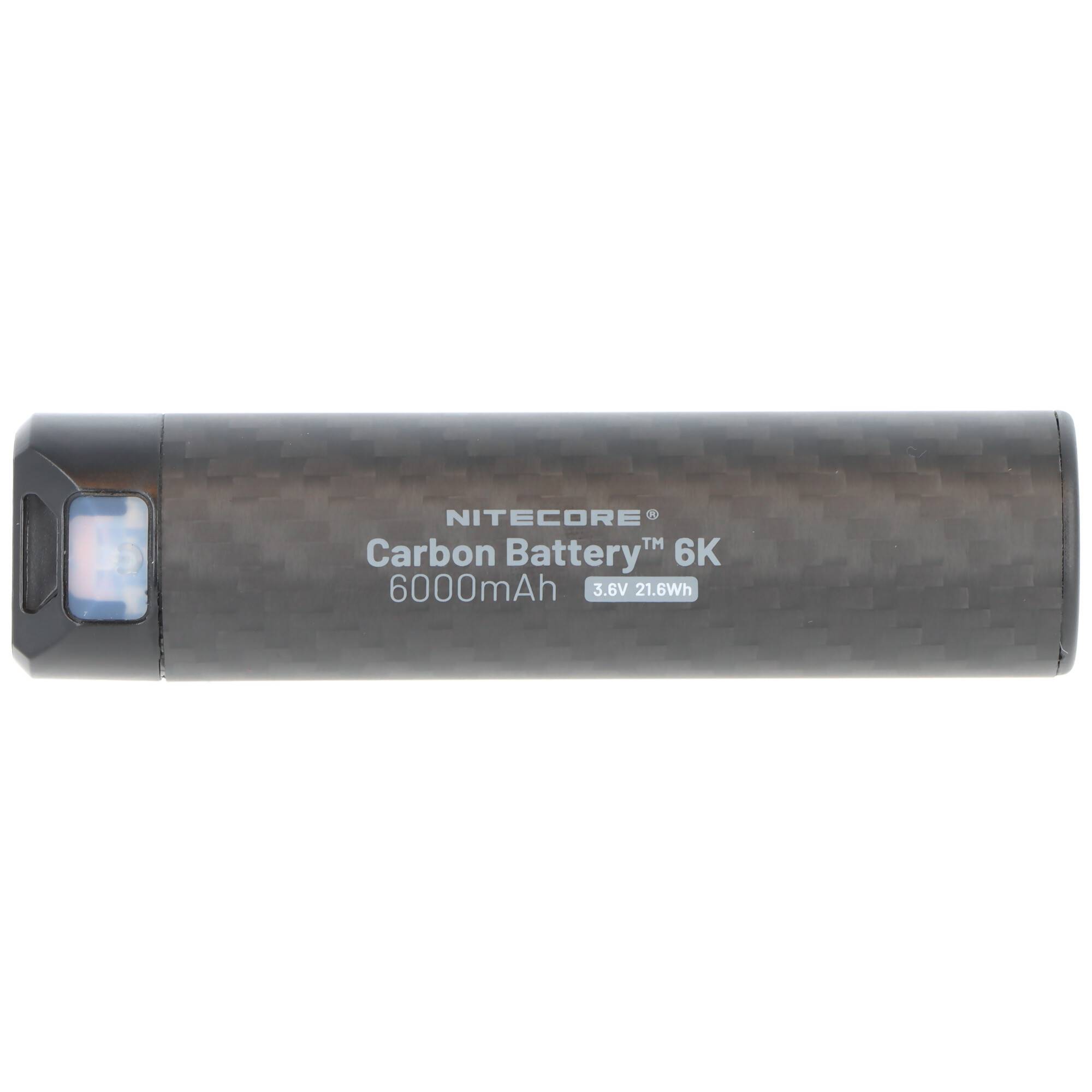 NITECORE Carbon Battery 6K 6000mAh tragbare Powerbank auf weißem Hintergrund.