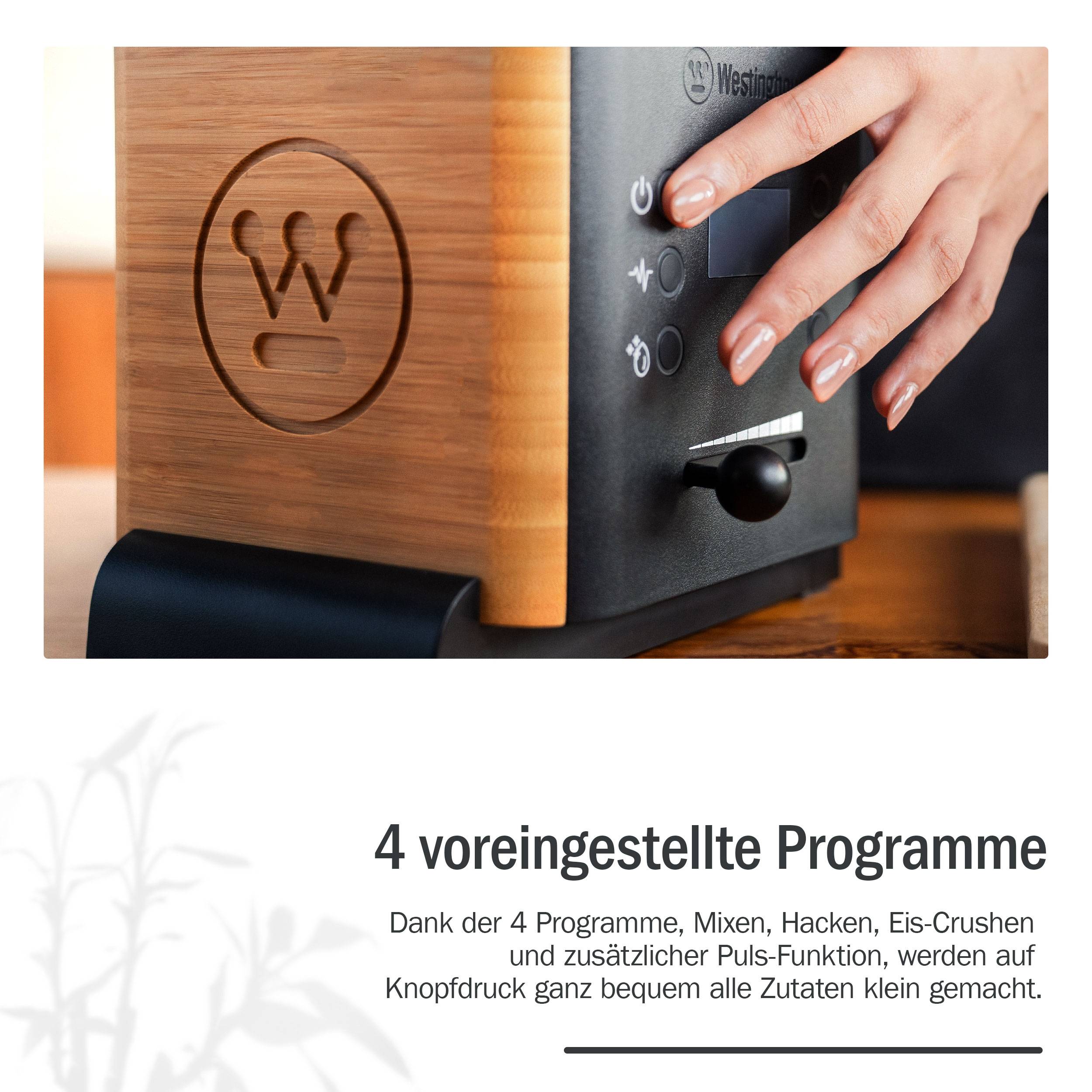 Westinghouse Standmixer Bamboo Serie, Geschwindigkeitseinstellung, 1.75L, 1000 W