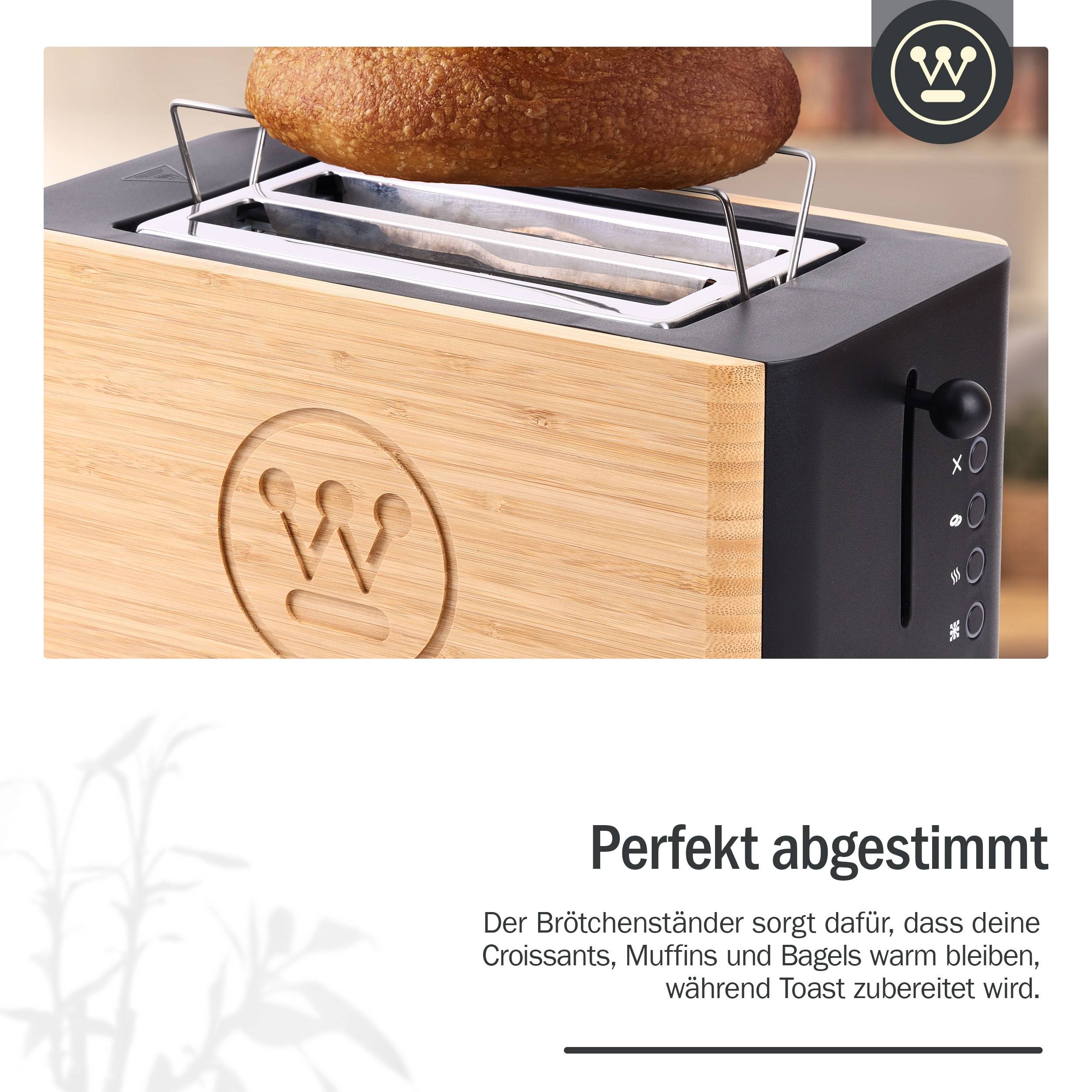 Westinghouse Zwei-Schlitz Toaster Bamboo Serie, 6 Stufen, 1400 Watt