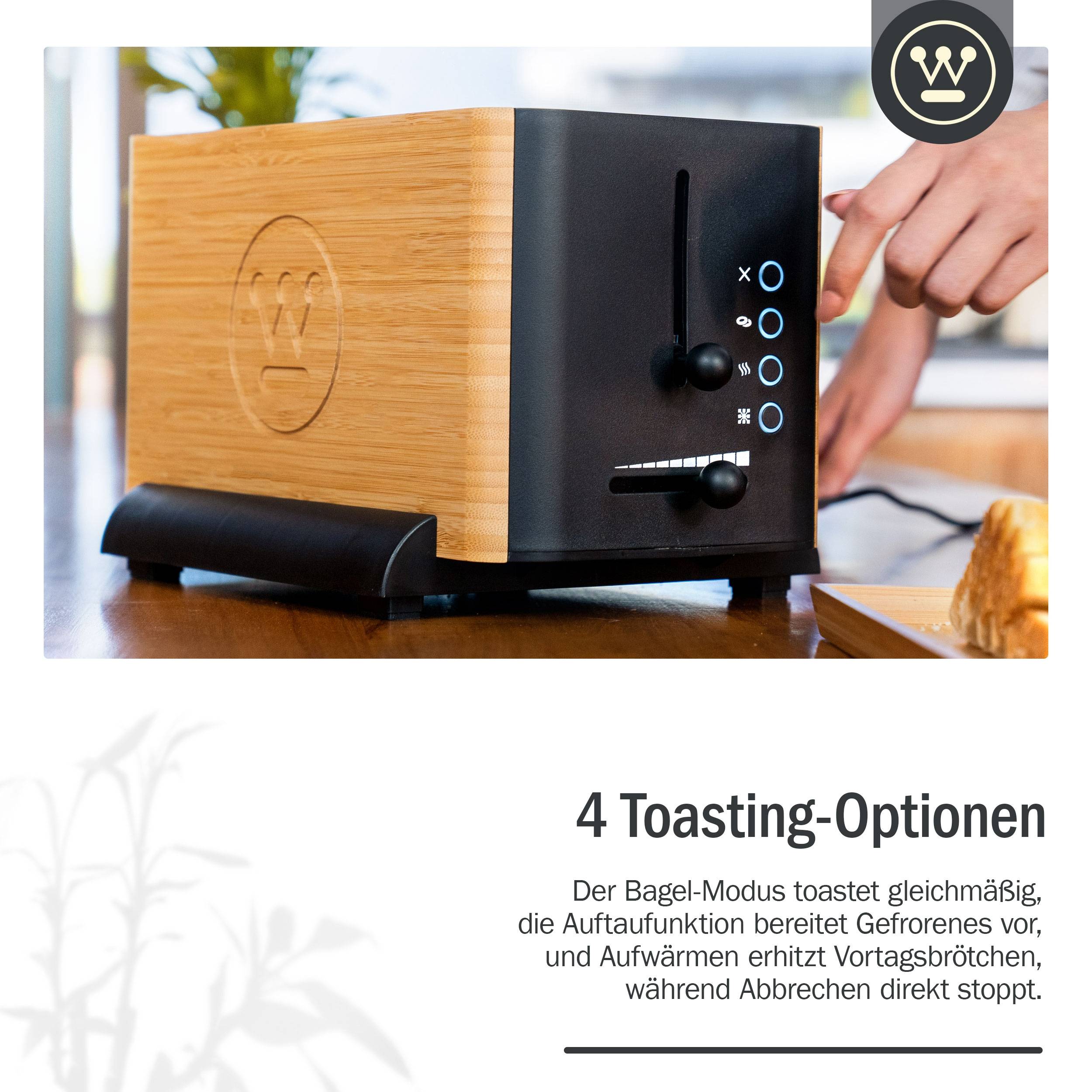 Westinghouse Zwei-Schlitz Toaster Bamboo Serie, 6 Stufen, 1400 Watt