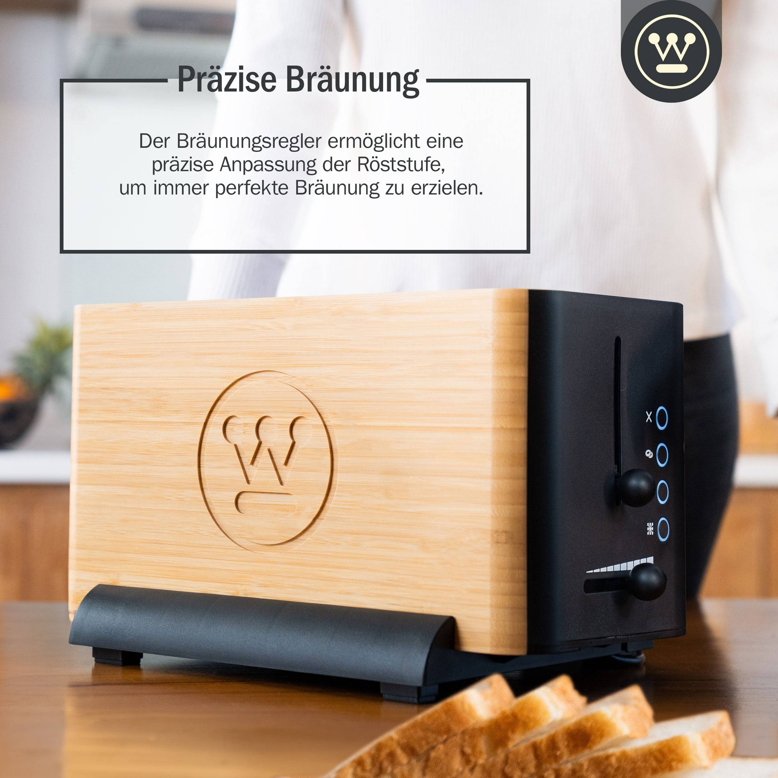 Westinghouse Zwei-Schlitz Toaster Bamboo Serie, 6 Stufen, 1400 Watt