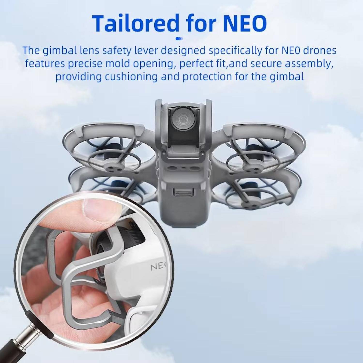 DJI Neo BRDRC Metall - Bumper Crash Bar – Gimbal Linsen & Objektivschutz Silber