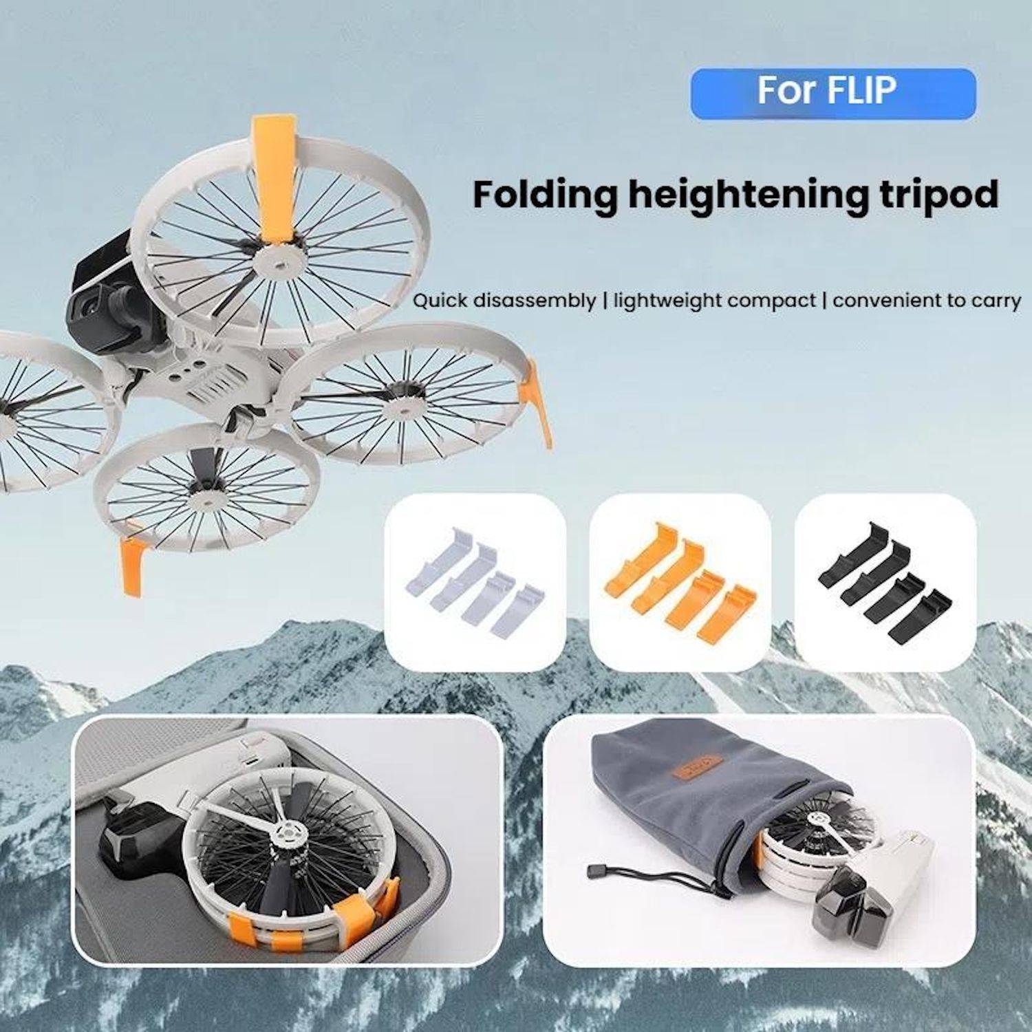 Für DJI Flip CQT Faltbares Erhöhtes Boost Start und Landegestell Zubehör Schwarz
