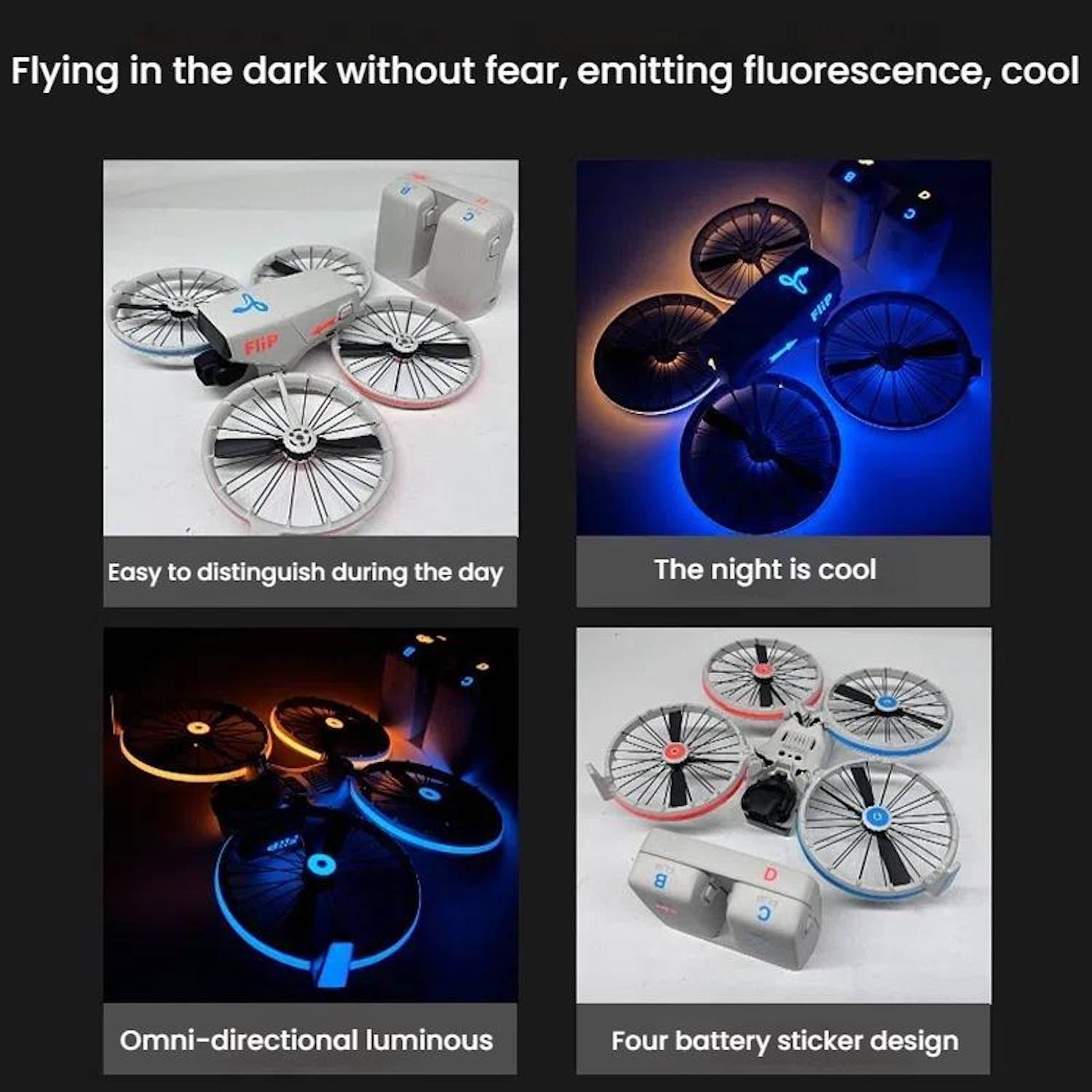 Für DJI Flip CQT Luminous Light-Up Sticker Leuchtender Drohnen Aufkleber Orange
