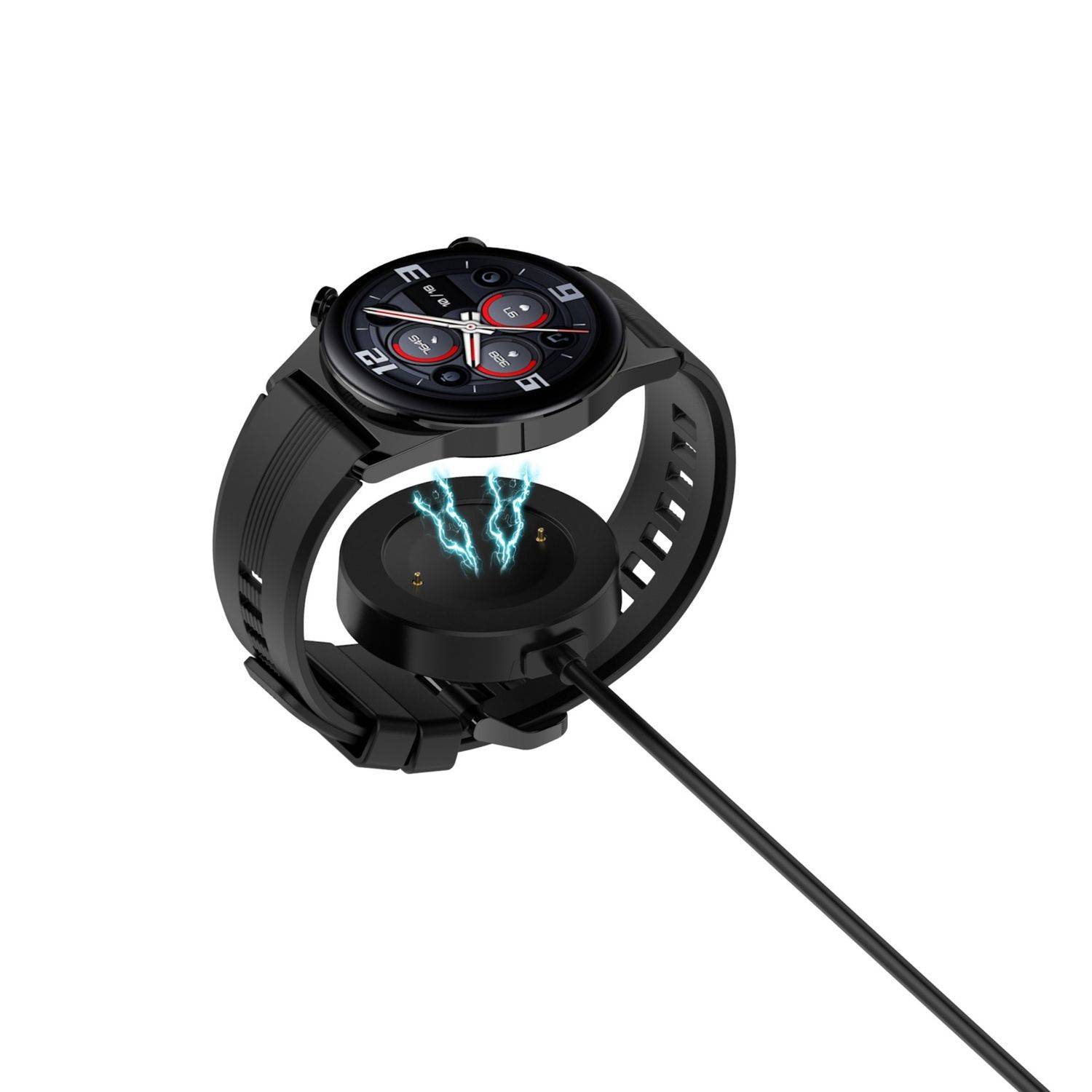 Für Honor Watch 5 USB Magnetisches Interface Smart Ladekabel 1 Meter Schwarz