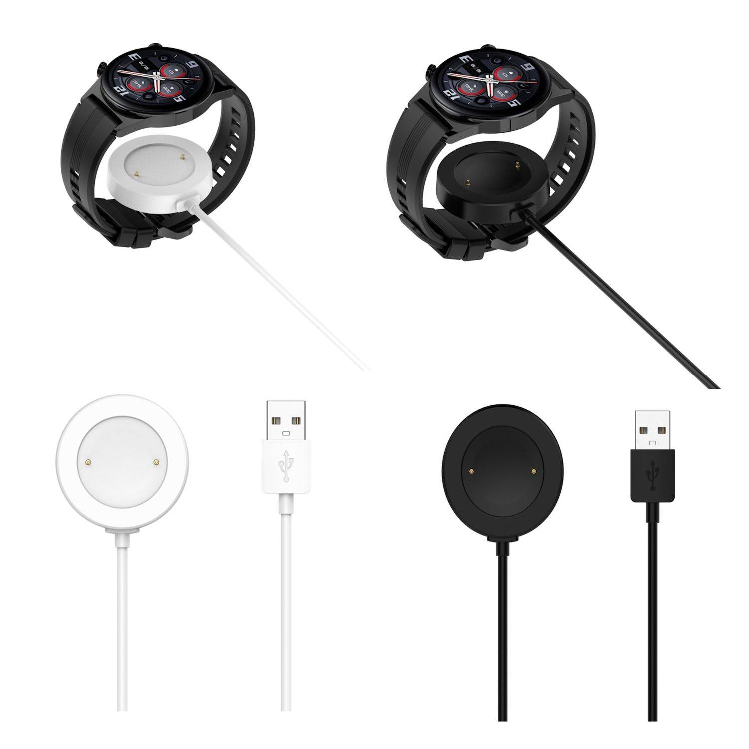 Für Honor Watch 5 USB Magnetisches Interface Smart Ladekabel 1 Meter Schwarz