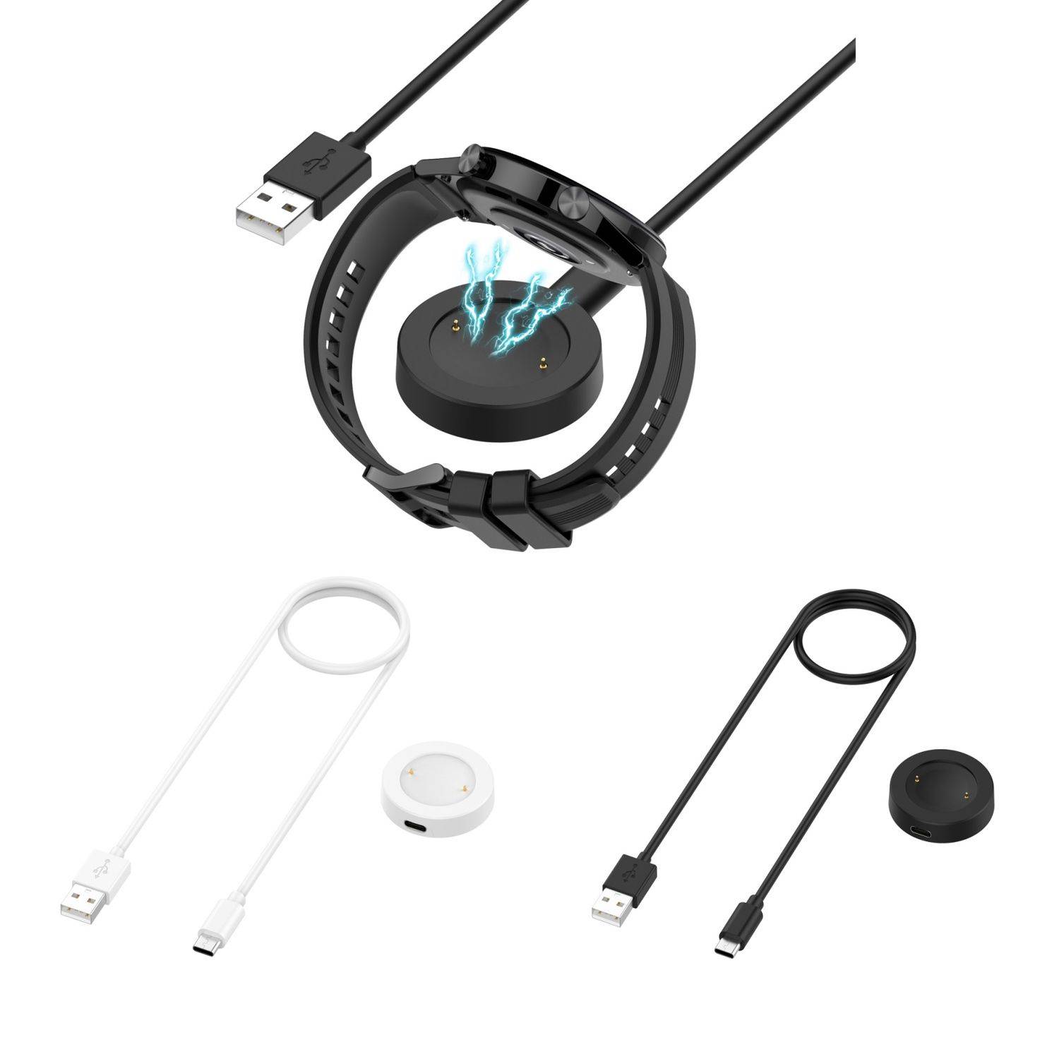 Für Honor Watch 5 USB-C Magnetisches Interface Smart Ladekabel 1 Meter Schwarz