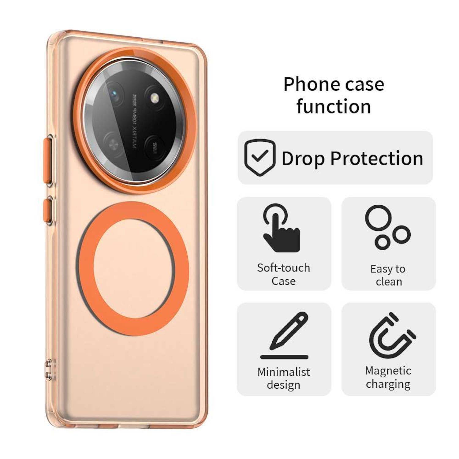 Für Honor Magic 7 Lite Candy Design Magsafe PC Hybrid TPU Schutz Hülle Cover Orange