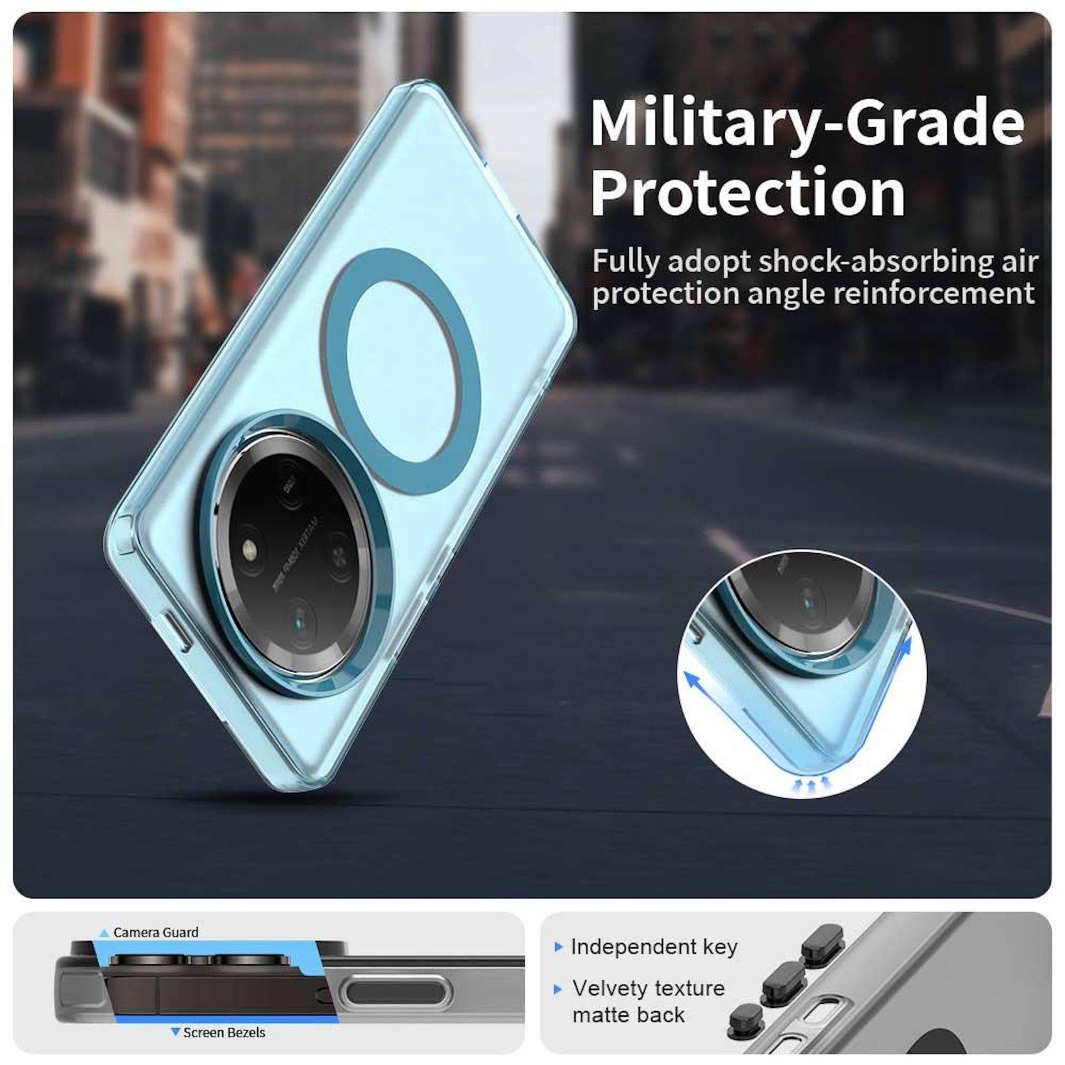 Für Honor Magic 7 Lite Candy Design Magsafe PC Hybrid TPU Schutz Hülle Cover Blau