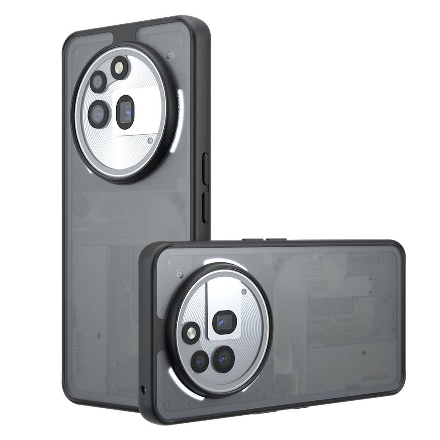 Für Nothing Phone 3a Pro Armor Big Design TPU / PC Hybrid Schutz Hülle Schwarz