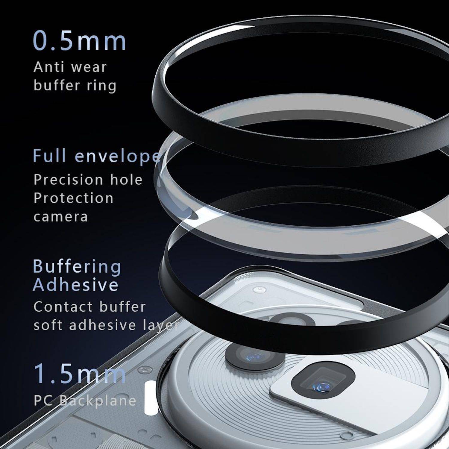 Für Nothing Phone 3a Pro Armor Big Design TPU / PC Hybrid Schutz Hülle Schwarz