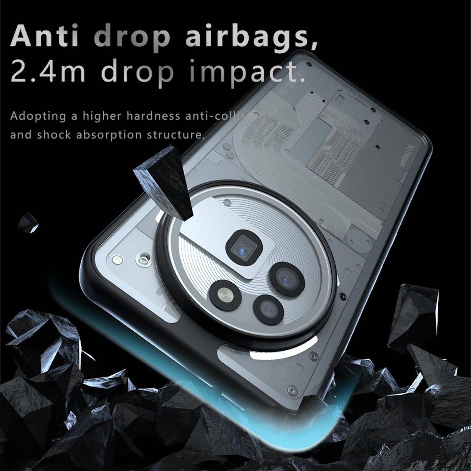 Für Nothing Phone 3a Pro Armor Big Design TPU / PC Hybrid Schutz Hülle Schwarz