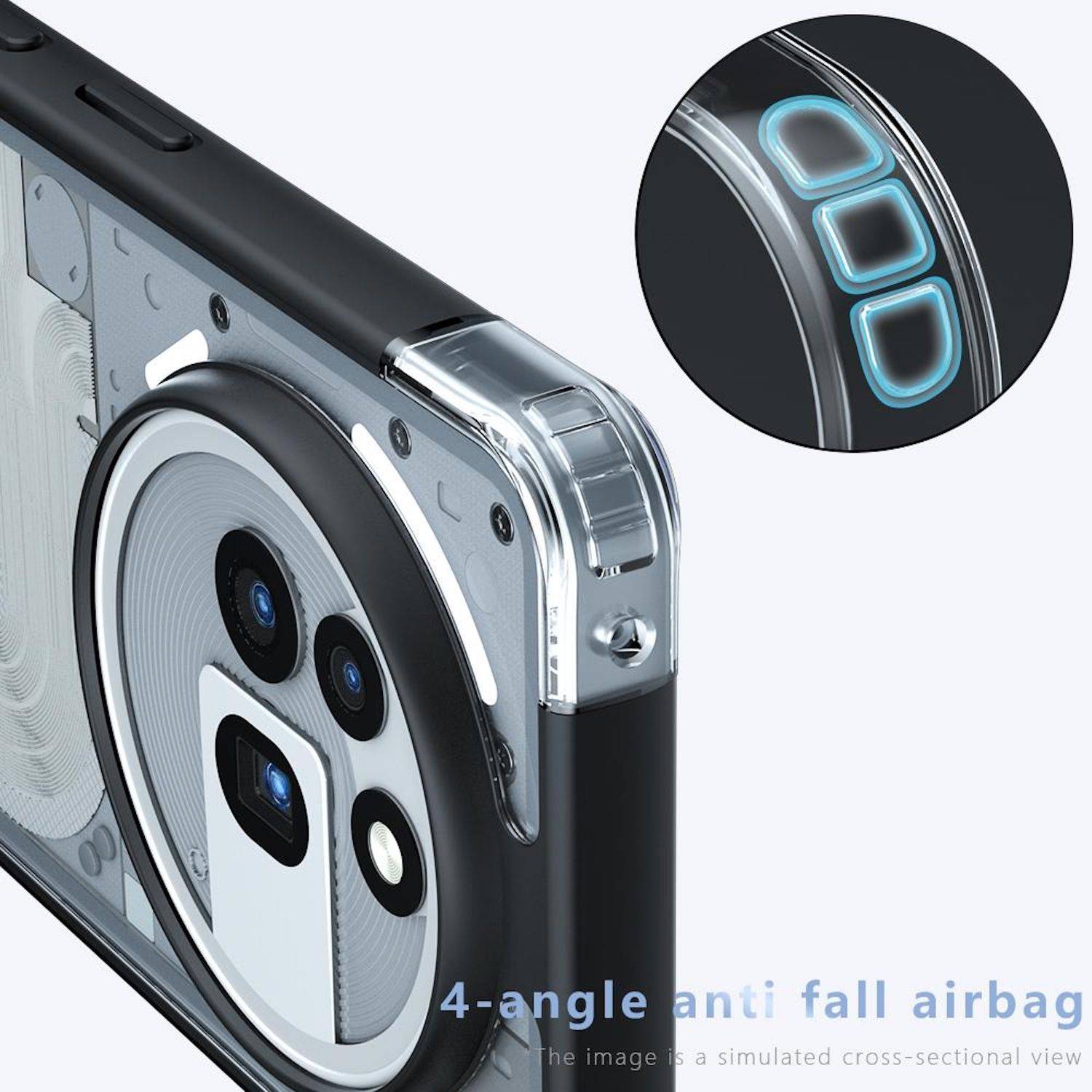 Für Nothing Phone 3a Pro Armor Big Design TPU PC Hybrid Schutz Hülle Transparent