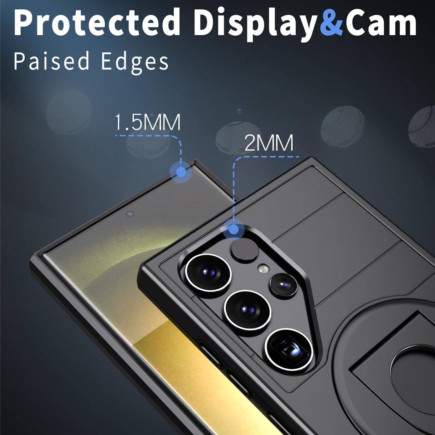 Für Samsung Galaxy S25 Ultra Armor MagSafe Ring Halter Schutz Hülle Case Schwarz