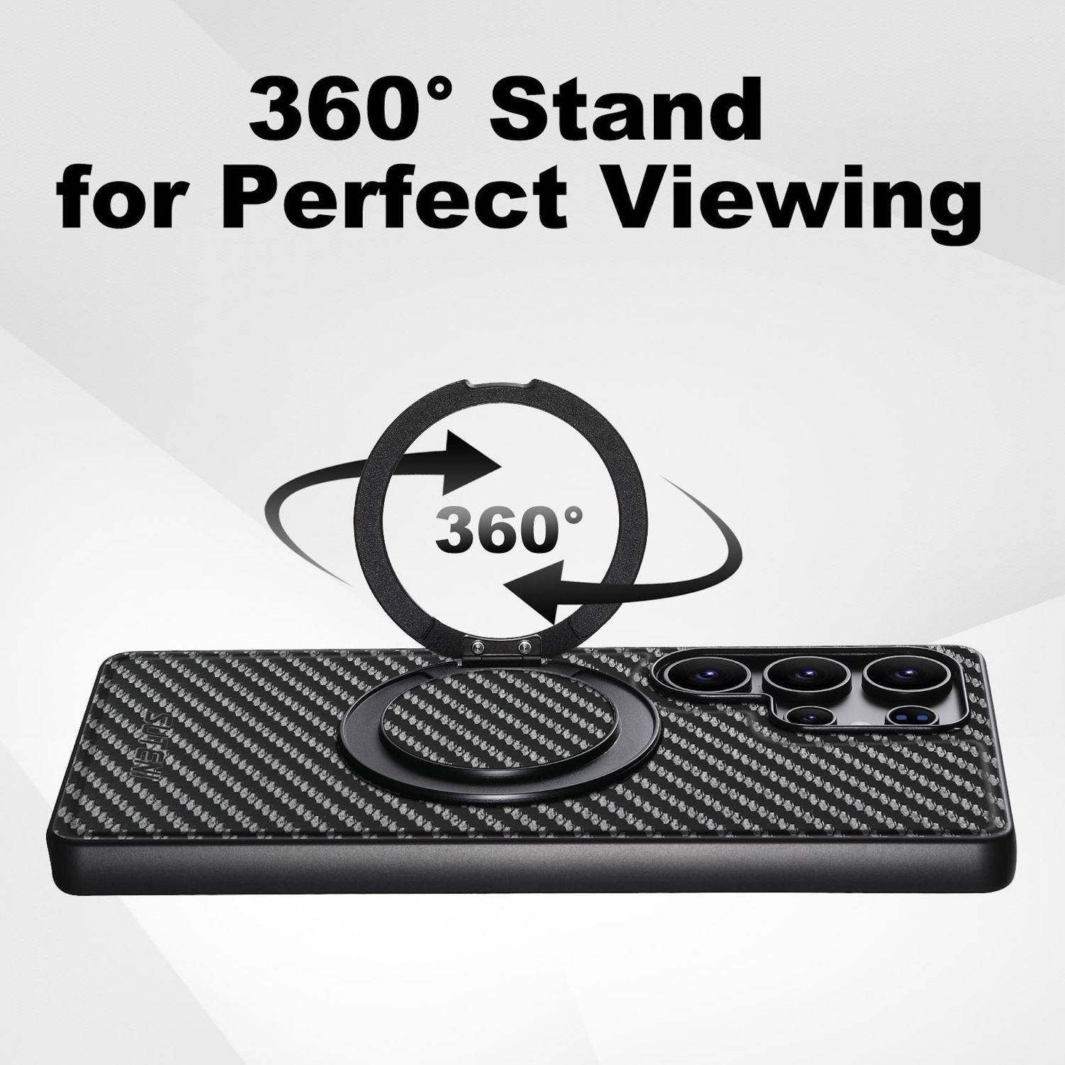 Für Samsung Galaxy S25 Plus Suteni MagSafe Carbon Kunstleder Ring Hülle Schwarz