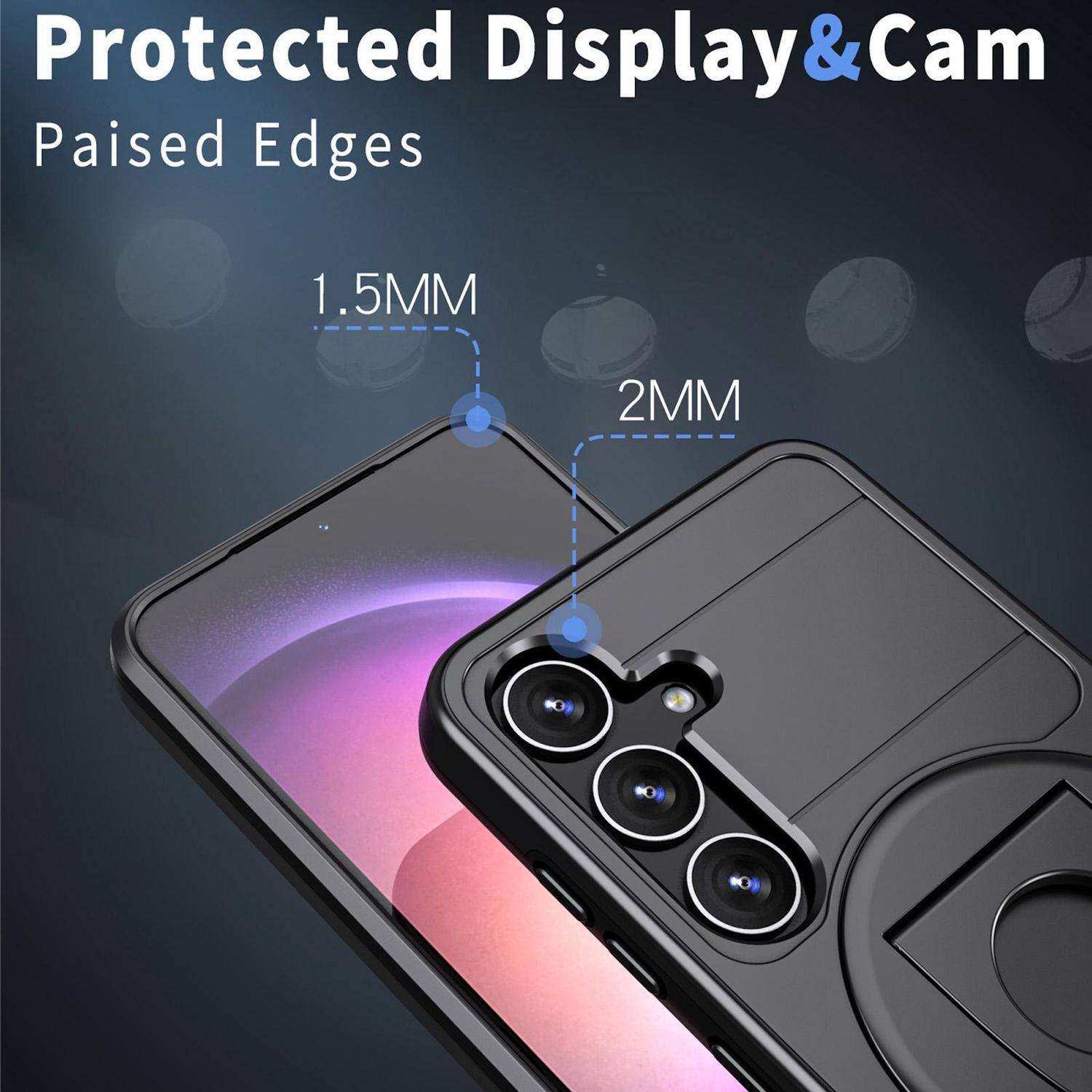 Für Samsung Galaxy S25 Armor MagSafe Ring Halter Schutz Hülle Cover Case Schwarz