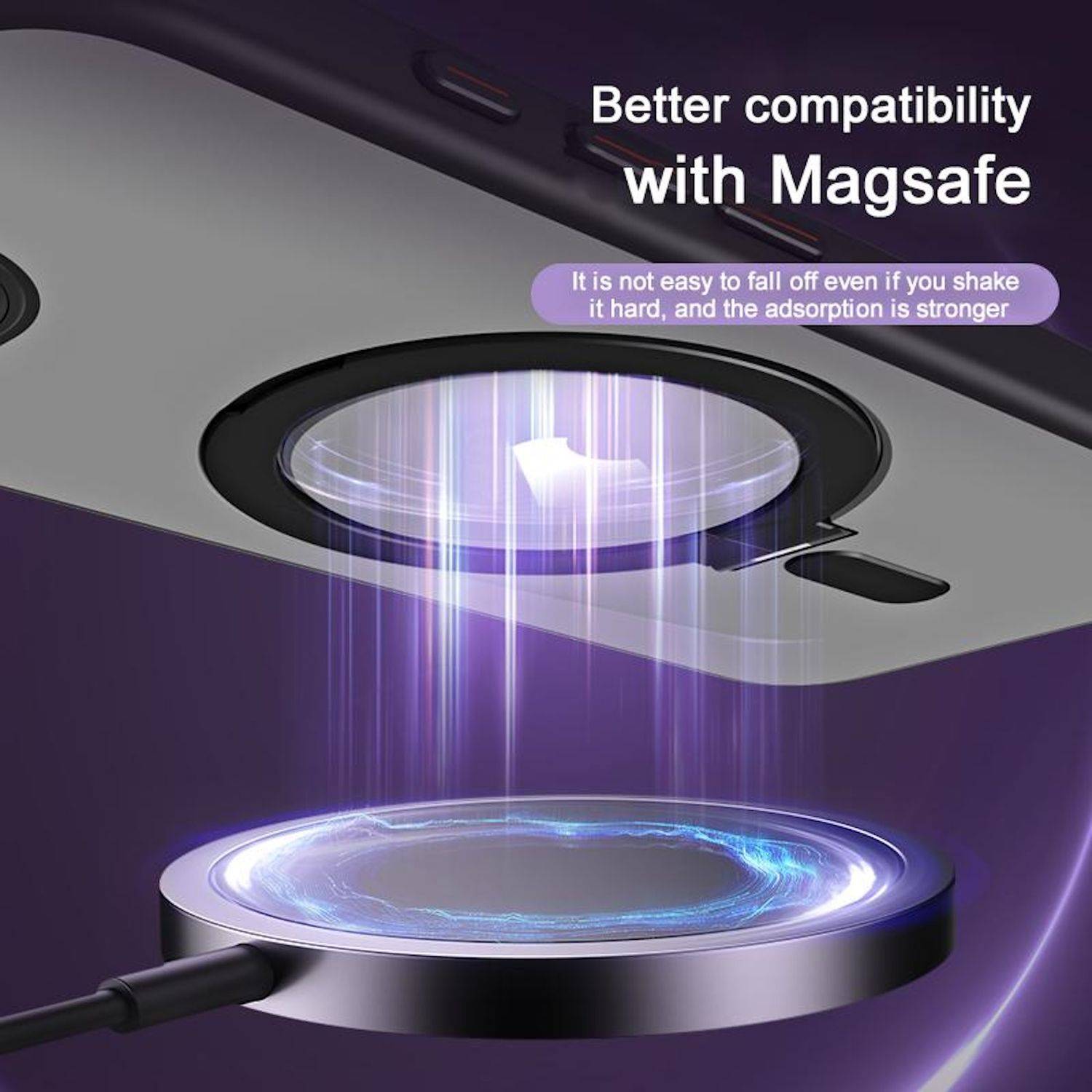 Für Apple iPhone 16e Airbag MagSafe Frosted Schutz Ringhalter Hülle Case Schwarz