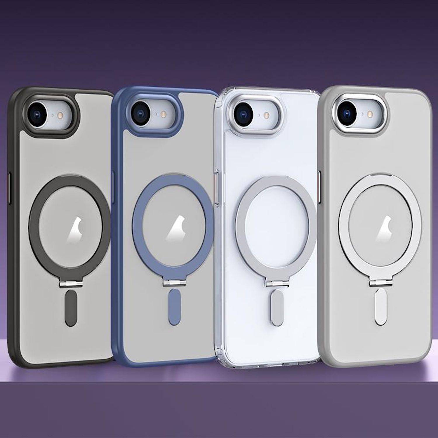 Für Apple iPhone 16e Airbag MagSafe Frosted Schutz Ringhalter Hülle Case Schwarz