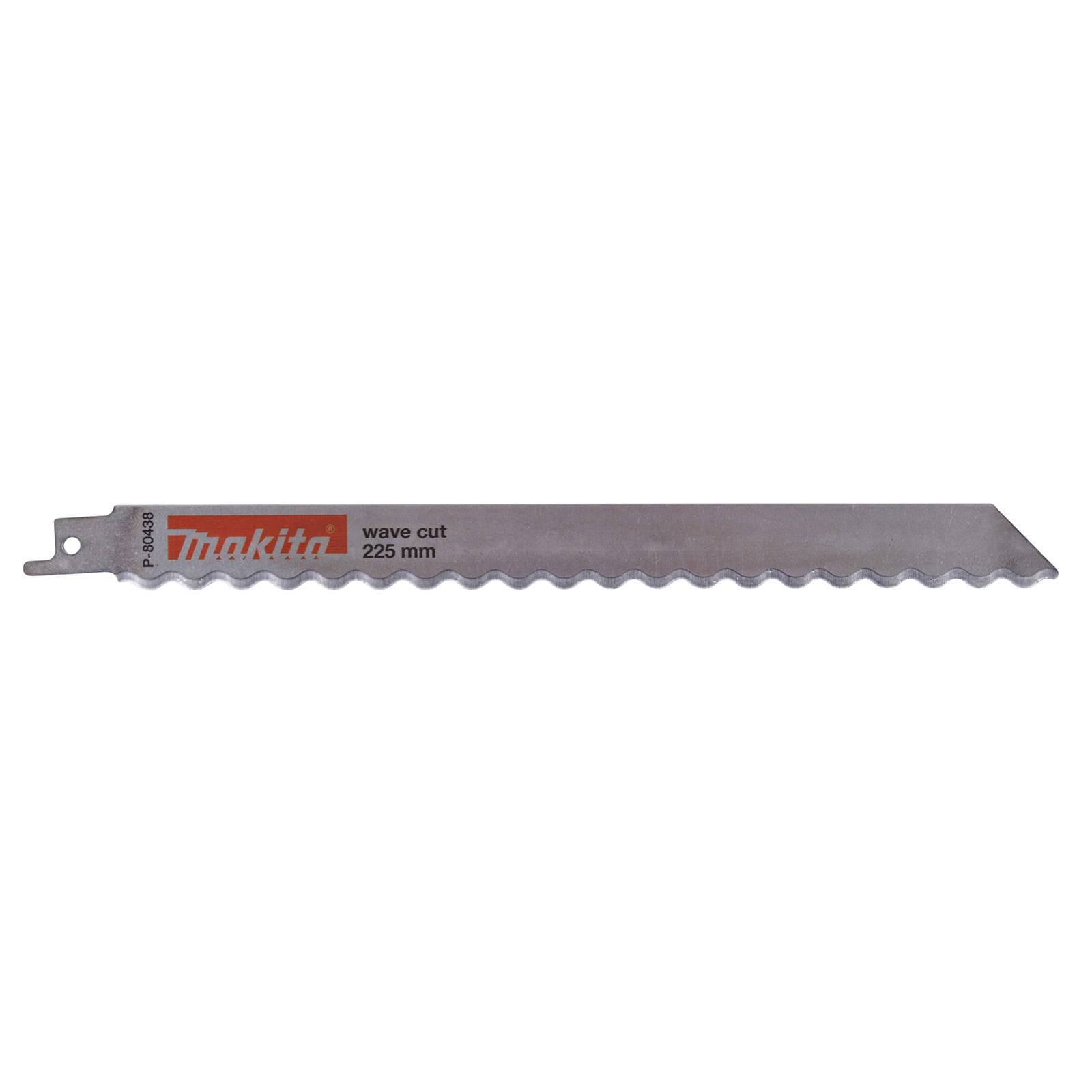 Makita Wellenschnitt-Sägeblatt, 225 mm Länge, mit wellenförmiger Kante für effizientes Schneiden.