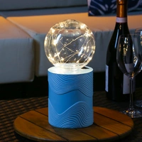 LED Solar Tischlampe GLOW blau Kugelleuchte mit Drahtlichterkette für Terrasse LED Solar Tischlampe GLOW blau Kugelleuchte mit Drahtlichterkette für Terrasse
