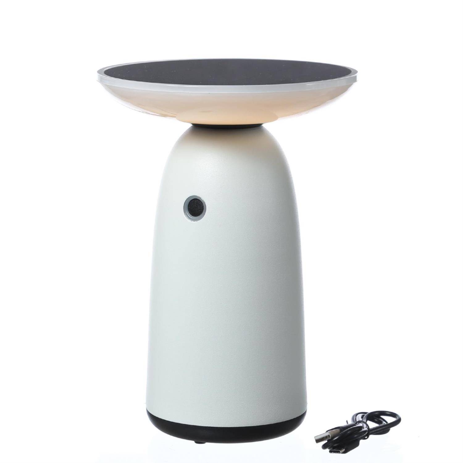 LED Solar Tischleuchte weiß 3 Lichtstufen Tischlampe Dekoleuchte Garten Terrasse