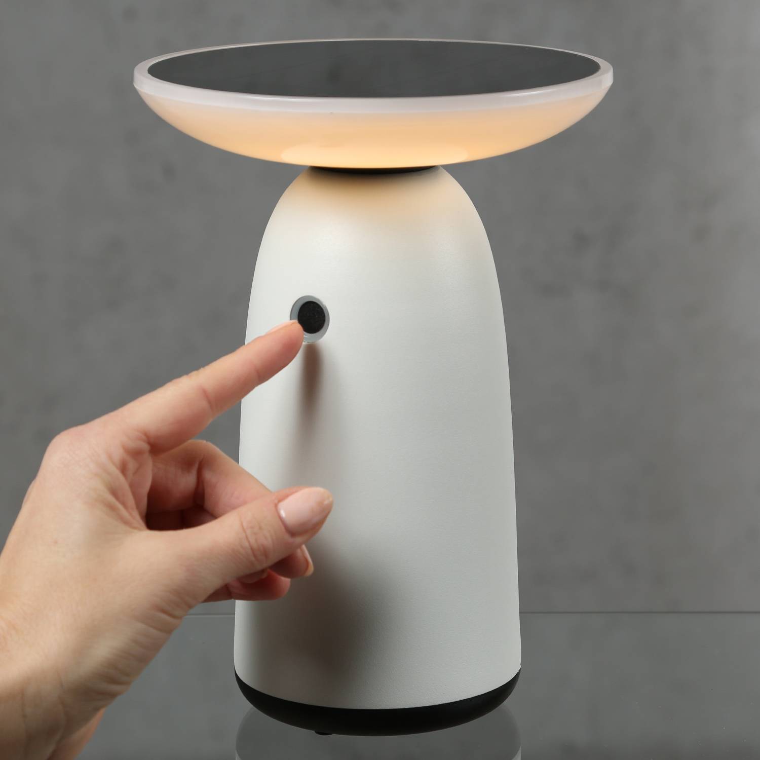 LED Solar Tischleuchte weiß 3 Lichtstufen Tischlampe Dekoleuchte Garten Terrasse