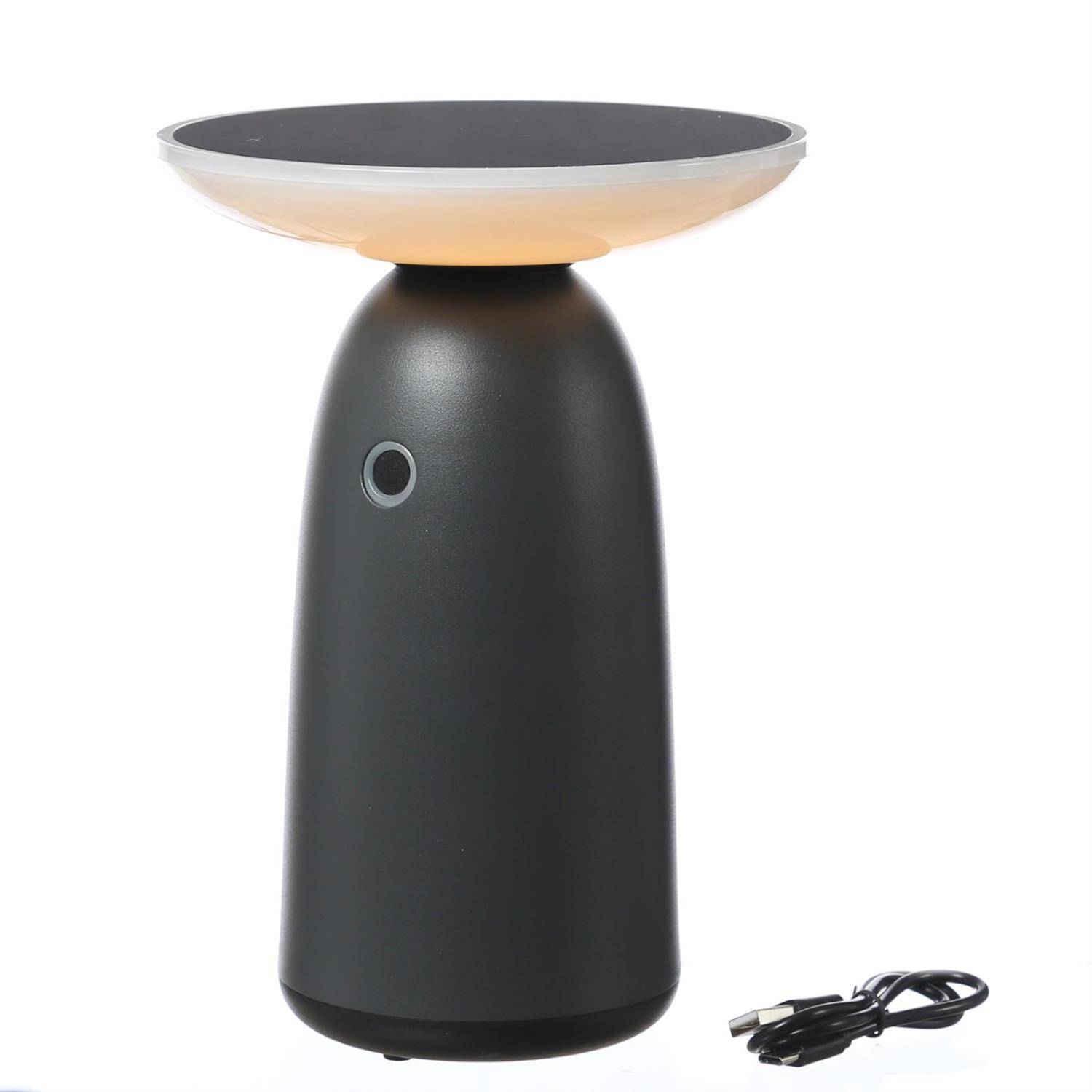 LED Solar Tischleuchte grau 3 Lichtstufen Tischlampe Dekoleuchte Garten Terrasse