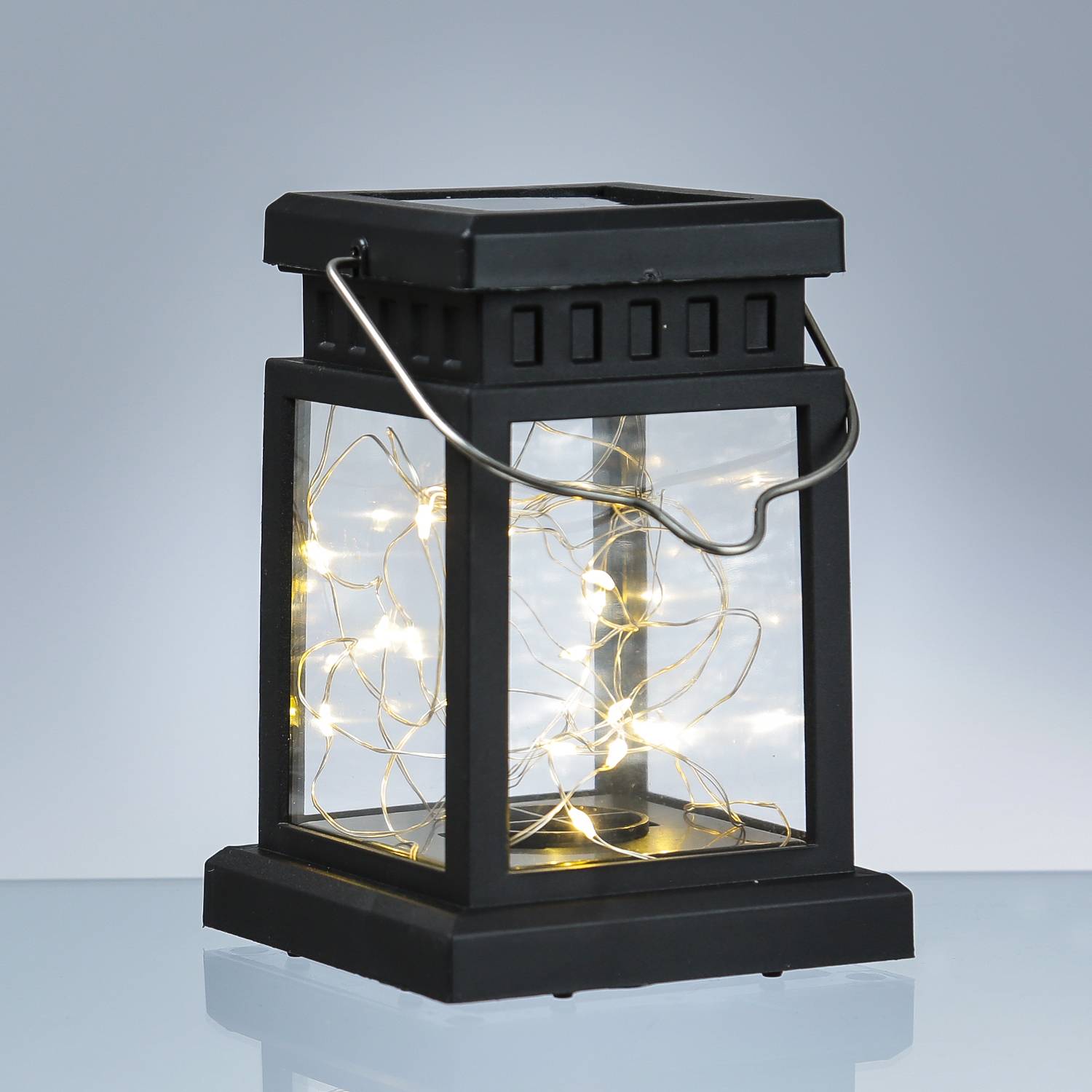 LED Solar Mini Laternen Deko Gartenlaternen Solarleuchte Lichtsensor 12,5cm 2St.