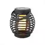 LED Solar Laterne Flammeneffekt Balkon Tischleuchte Korboptik Sensor schwarz LED Solar Laterne Flammeneffekt Balkon Tischleuchte Korboptik Sensor schwarz