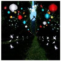 LED Solar Lampion Festival Hängeleuchte Balkon Terrasse D: 25cm Sensor blau LED Solar Lampion Festival Hängeleuchte Balkon Terrasse D: 25cm Sensor blau