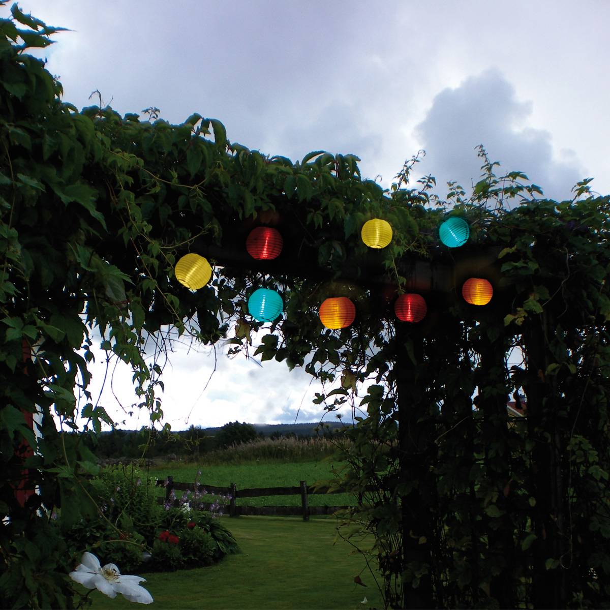 LED Solar Lichterkette Lampions Garten Terrasse Lampionkette bunt Party