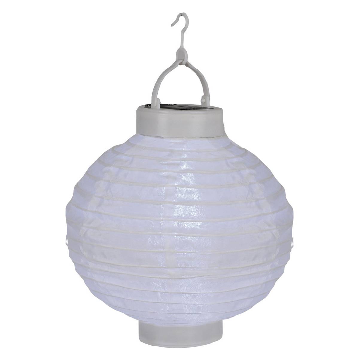 LED Solar Lampion Festival Hängeleuchte Balkon Terrasse D: 25cm Sensor weiß