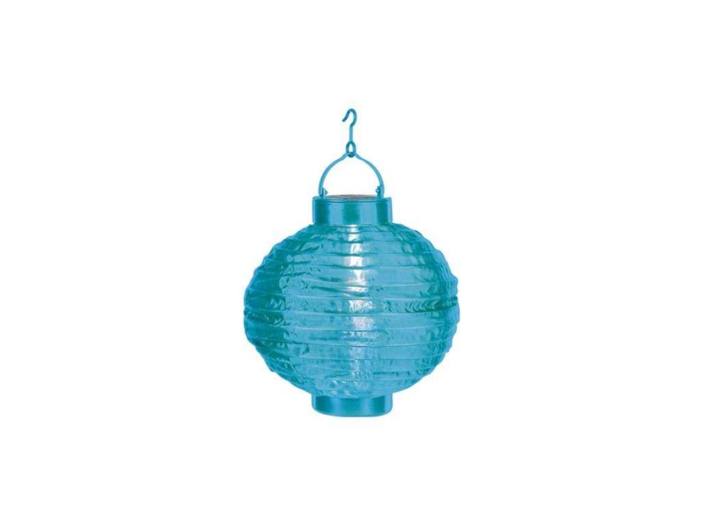 LED Solar Lampion Festival Hängeleuchte Balkon Terrasse D: 25cm Sensor blau
