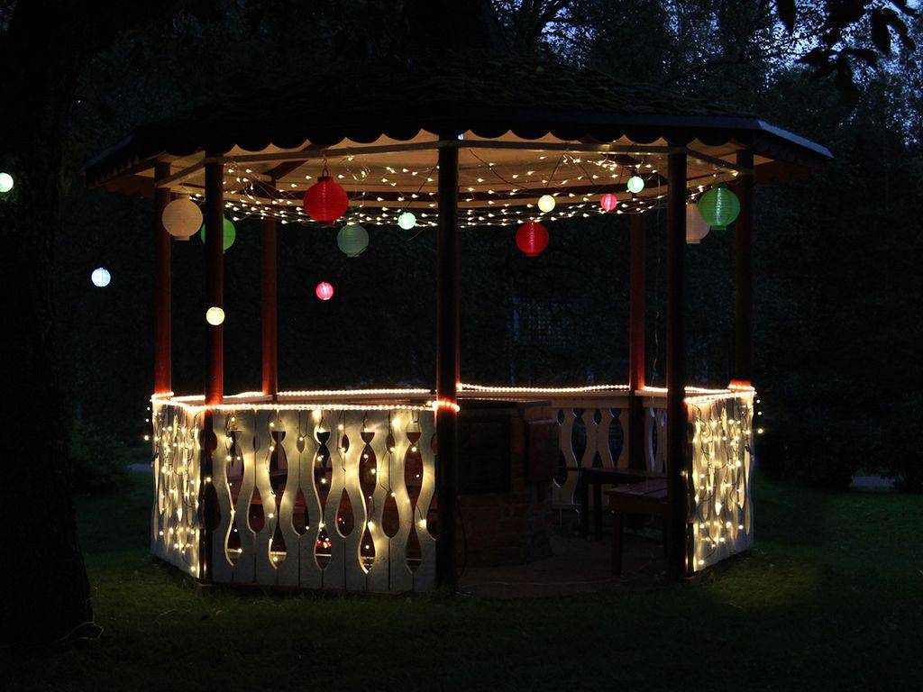 LED Solar Lampion Festival Hängeleuchte Balkon Terrasse D: 25cm Sensor blau